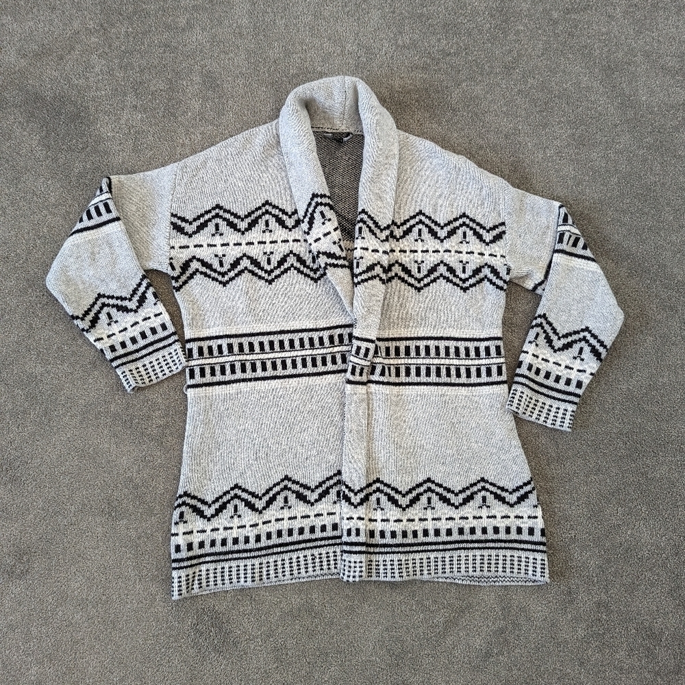 Rachel Roy Cotton and Wool Fair Isle Open Front Cardigan Women's Medium